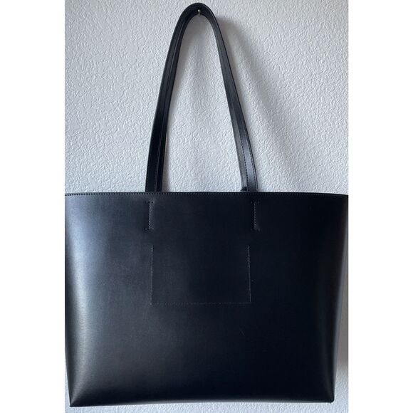 NEW KURT GEIGER LONDON CHELSEA 14” L LEATHER SHOPPER TOTE BAG & POUCH Black - Picture 4 of 8